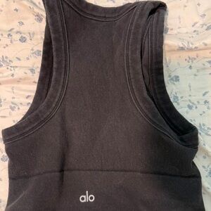 ALO Yoga Black Ribbed Racerback Tank Top